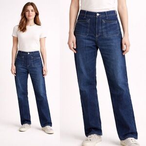 Free People We the Free High Rise Relaxed Leg Button Fly Dark Wash Jeans Sz 32